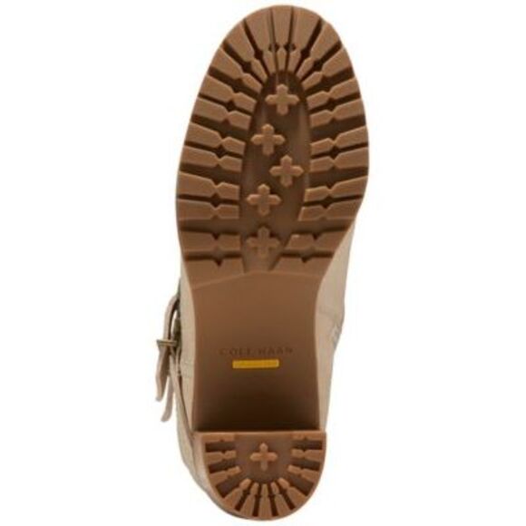 NWT COLE HAAN Womens Beige Foster Almond Stacked Heel Suede Heeled Boots 6.5 B - Picture 4 of 5